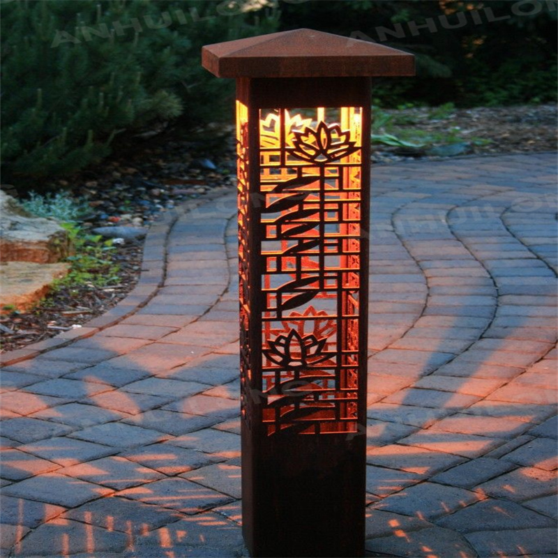 Corten steel art lights